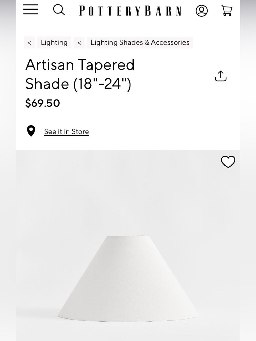 Pottery Barn White Linen Shade